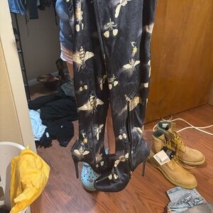 Thigh high velvet boots